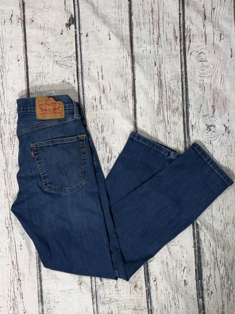Levis 502 Blue Straight Leg Jeans Denim Pants Mens